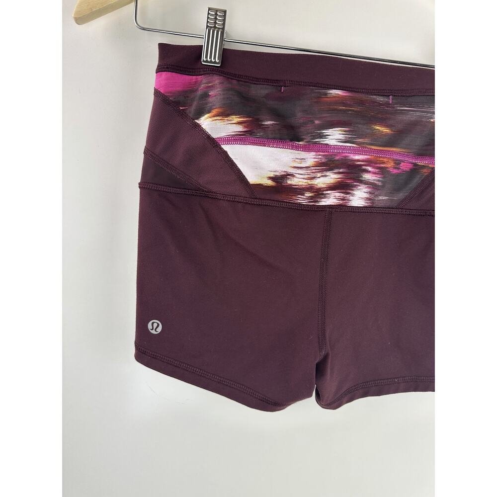 Lululemon Boogie Short Roll Down Full-On Luon Bordeaux Drama Berry Maroon Size 8 - Picture 11 of 16
